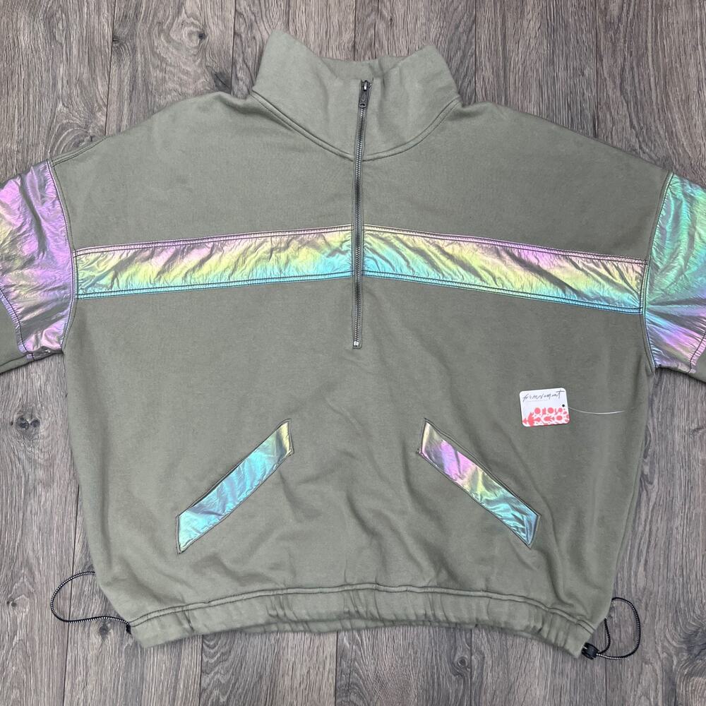Free People Jacket Sz Medium Womens Sage Green Movement Away We Go Half Zip